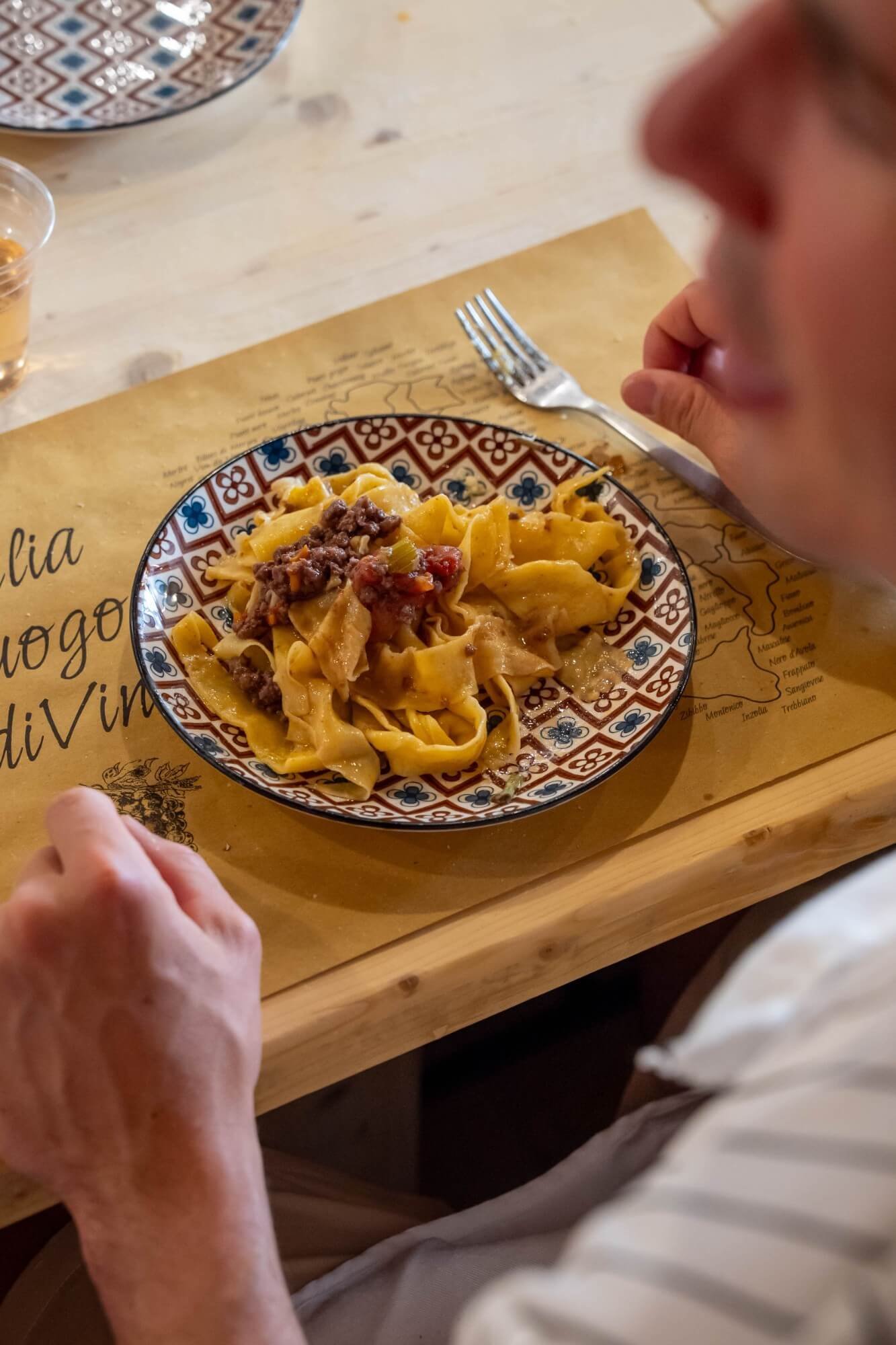 Plate of pappardelle with slow-cooked ragù sauce